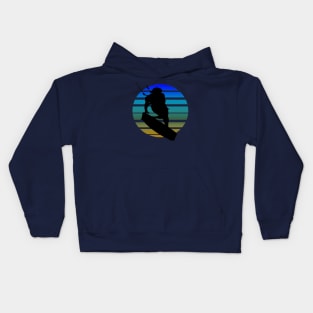 Kitesurfing Female Rider Silhouette Retro Sunset Kids Hoodie